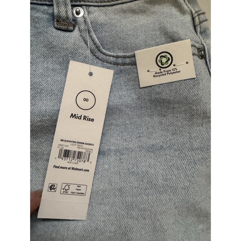 No Boundaries Women’s Mid Rise Denim Shorts Light Wash Size 00 New Tags - Picture 10 of 10